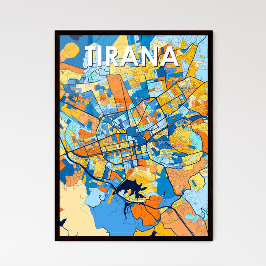 TIRANA ALBANIA Vibrant Colorful Art Map Poster Blue Orange