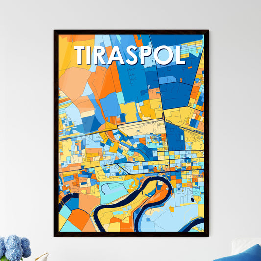 TIRASPOL MOLDOVA Vibrant Colorful Art Map Poster Blue Orange