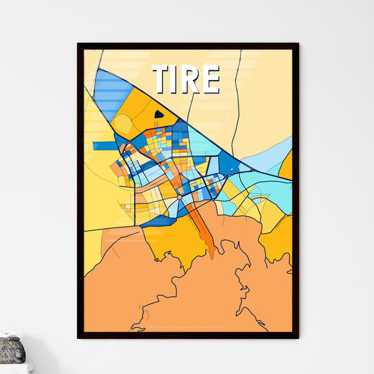 TIRE TURKEY Vibrant Colorful Art Map Poster Blue Orange