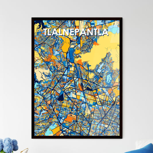 TLALNEPANTLA MEXICO Vibrant Colorful Art Map Poster Blue Orange