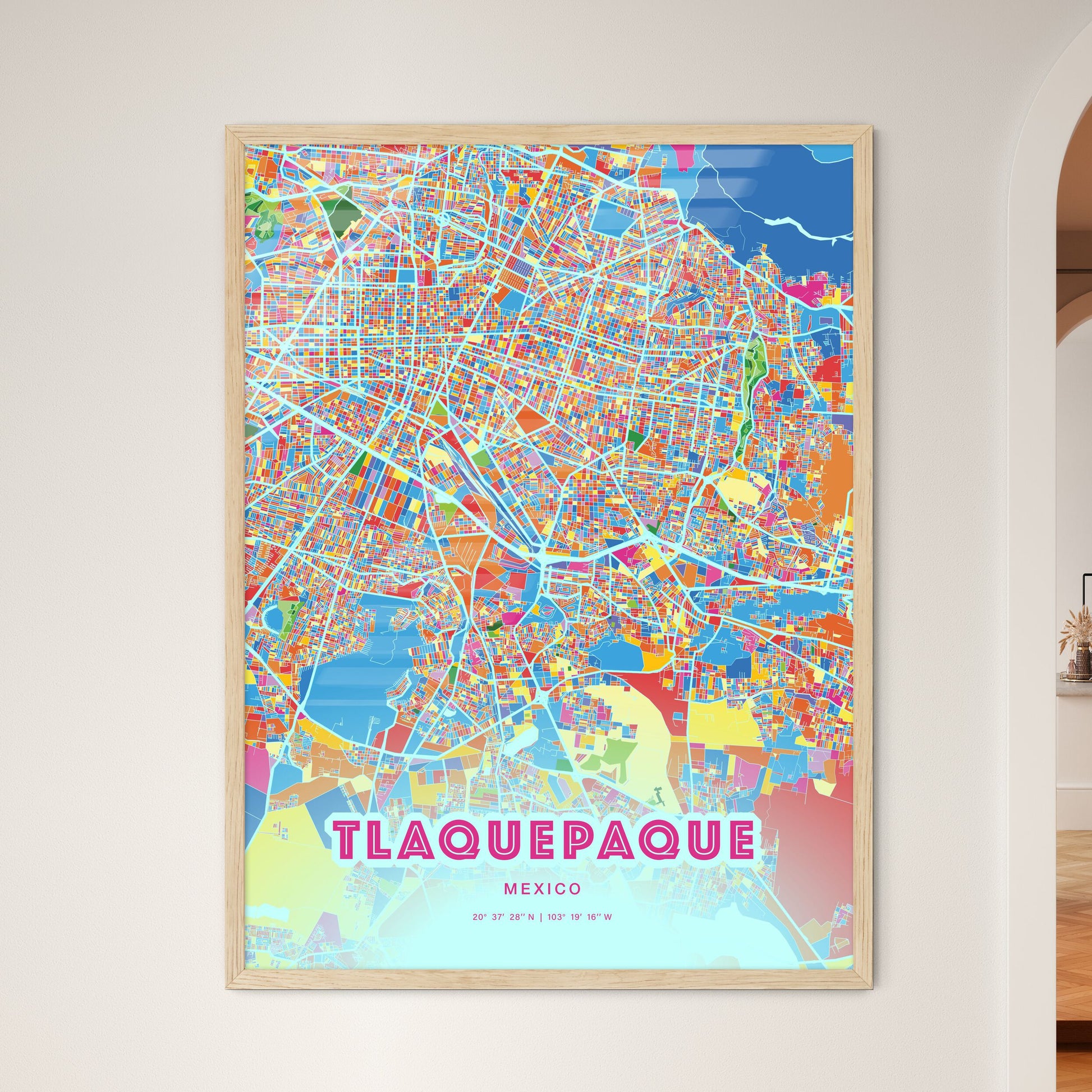 Colorful Tlaquepaque Mexico Fine Art Map Crazy Colors