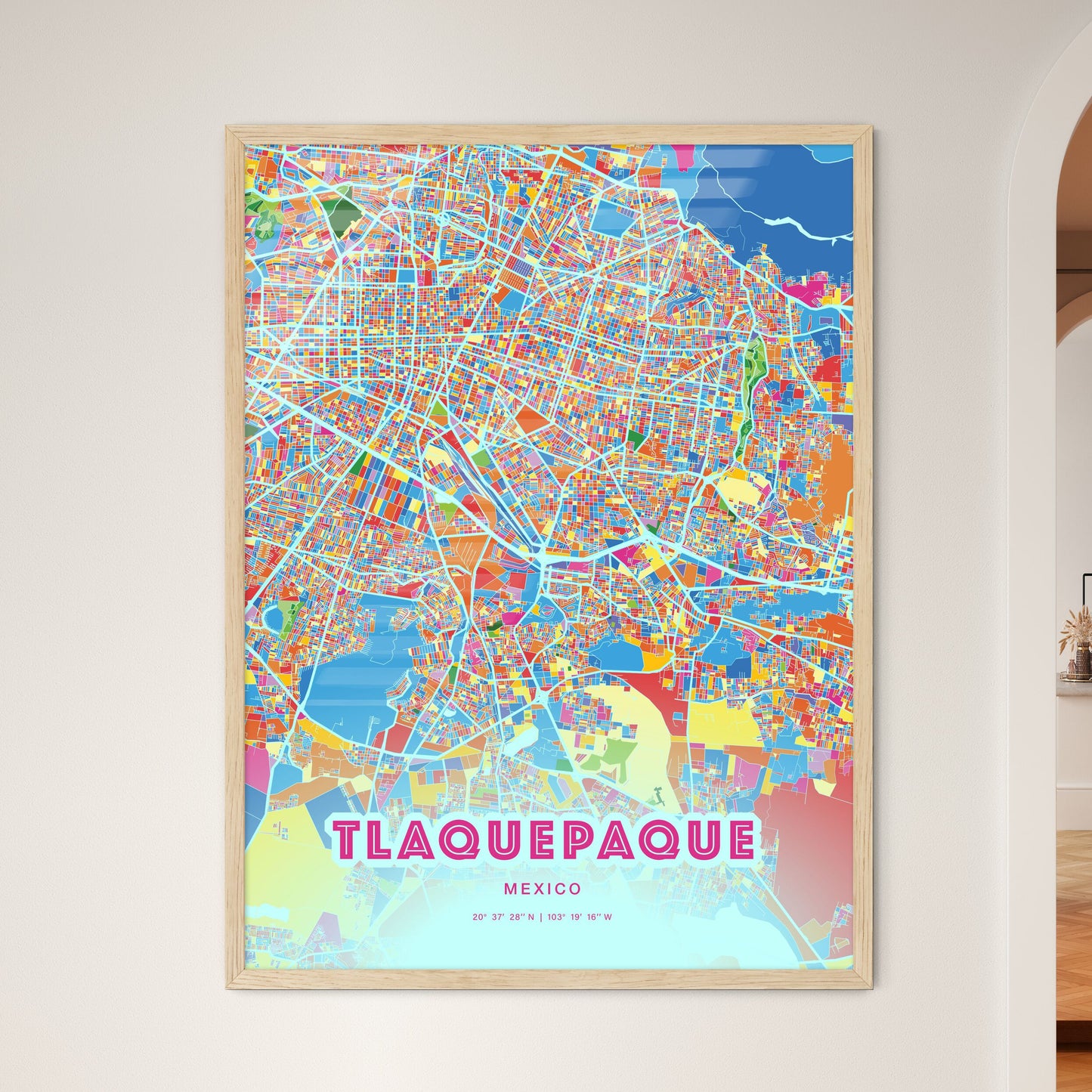 Colorful Tlaquepaque Mexico Fine Art Map Crazy Colors