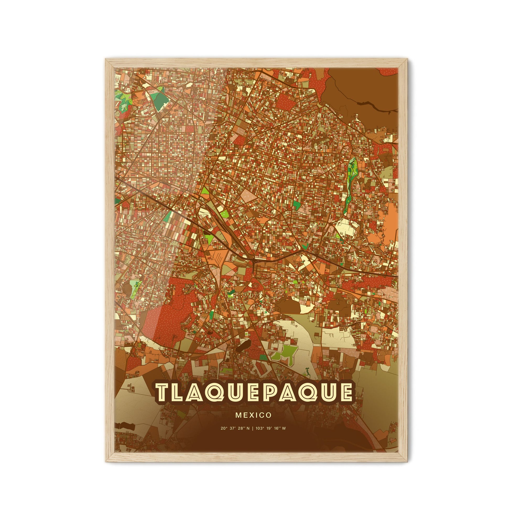 Colorful Tlaquepaque Mexico Fine Art Map Farmhouse