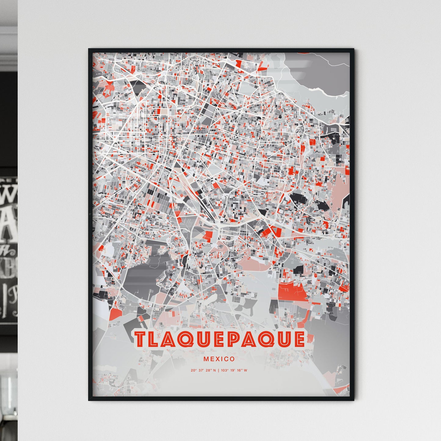 Colorful Tlaquepaque Mexico Fine Art Map Modern Expressive