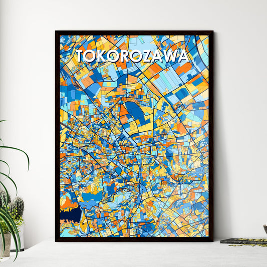 TOKOROZAWA JAPAN Vibrant Colorful Art Map Poster Blue Orange