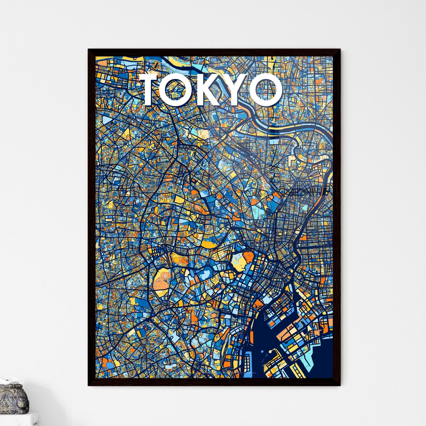 TOKYO JAPAN Vibrant Colorful Art Map Poster Blue Orange