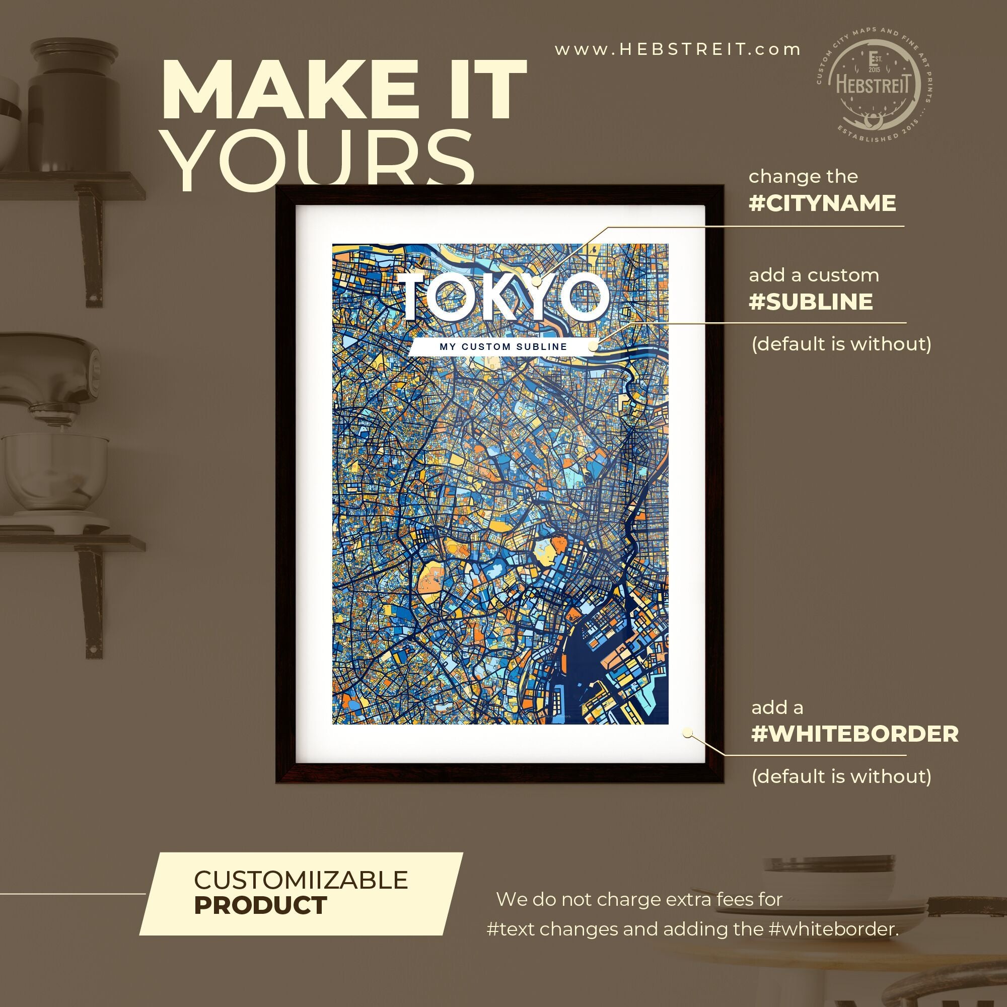 Tokyo Japan Vibrant Map Poster – HEBSTREIT