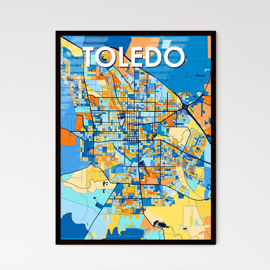 TOLEDO BRAZIL Vibrant Colorful Art Map Poster Blue Orange