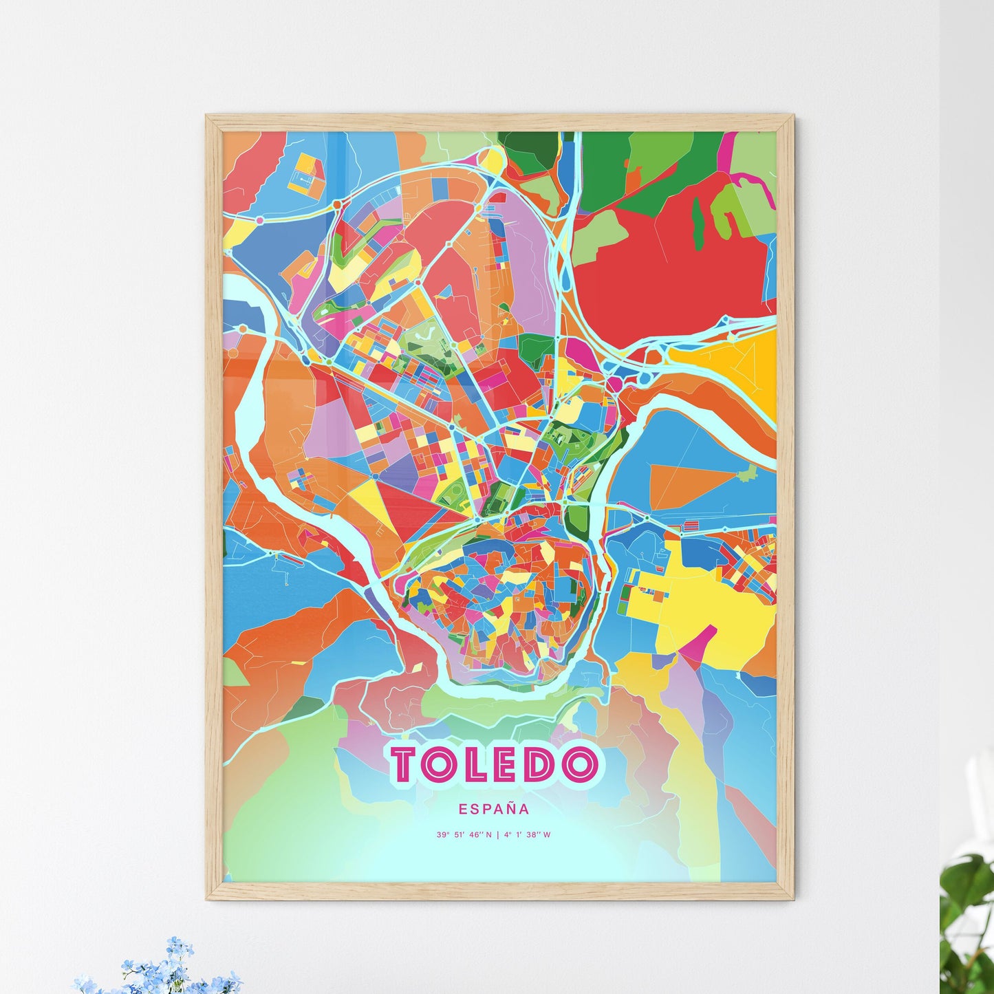 Colorful Toledo Spain Fine Art Map Crazy Colors