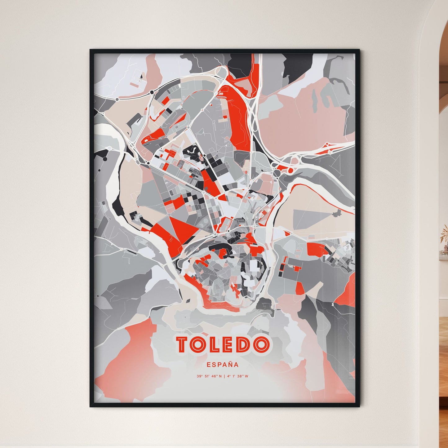 Colorful Toledo Spain Fine Art Map Modern Expressive