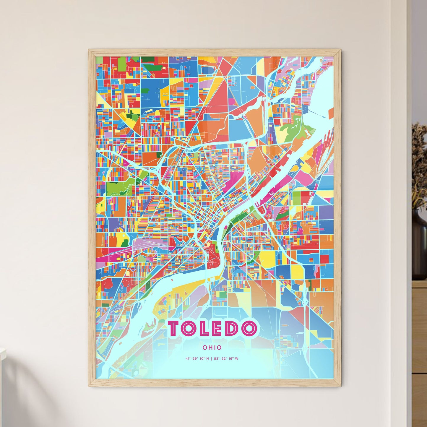 Colorful Toledo Ohio Fine Art Map Crazy Colors