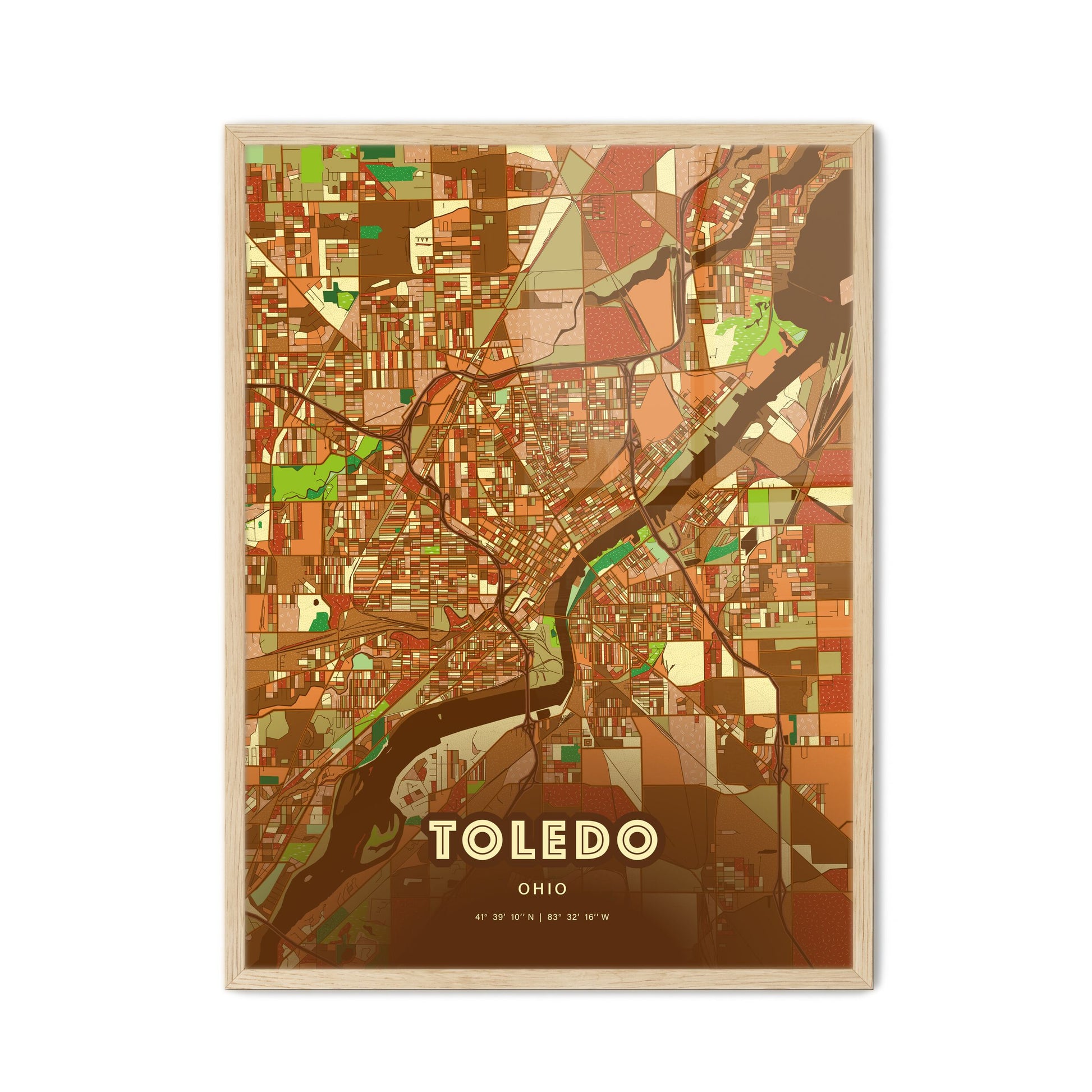 Colorful Toledo Ohio Fine Art Map Farmhouse