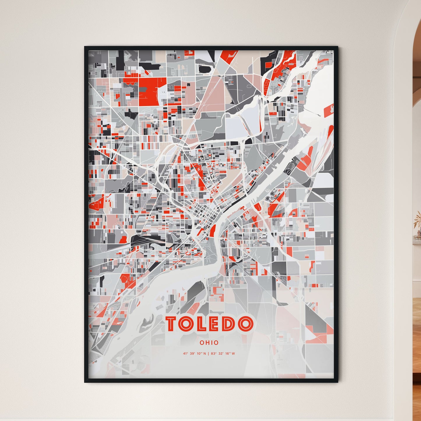 Colorful Toledo Ohio Fine Art Map Modern Expressive