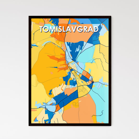 TOMISLAVGRAD BOSNIA AND HERZEGOVINA Vibrant Colorful Art Map Poster Blue Orange