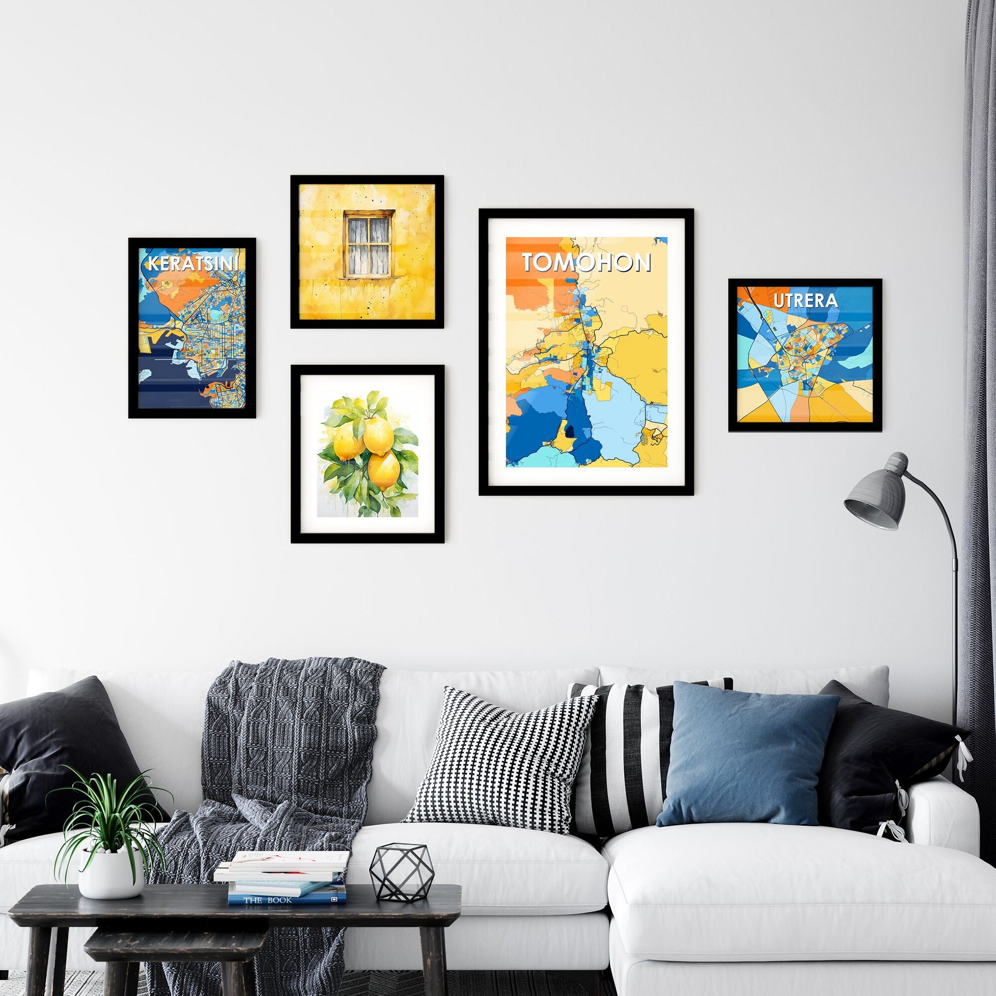 TOMOHON INDONESIA Vibrant Colorful Art Map Poster Blue Orange