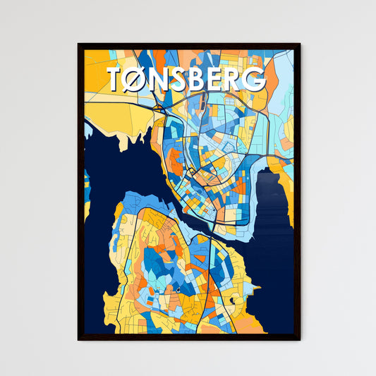 TØNSBERG NORWAY Vibrant Colorful Art Map Poster Blue Orange