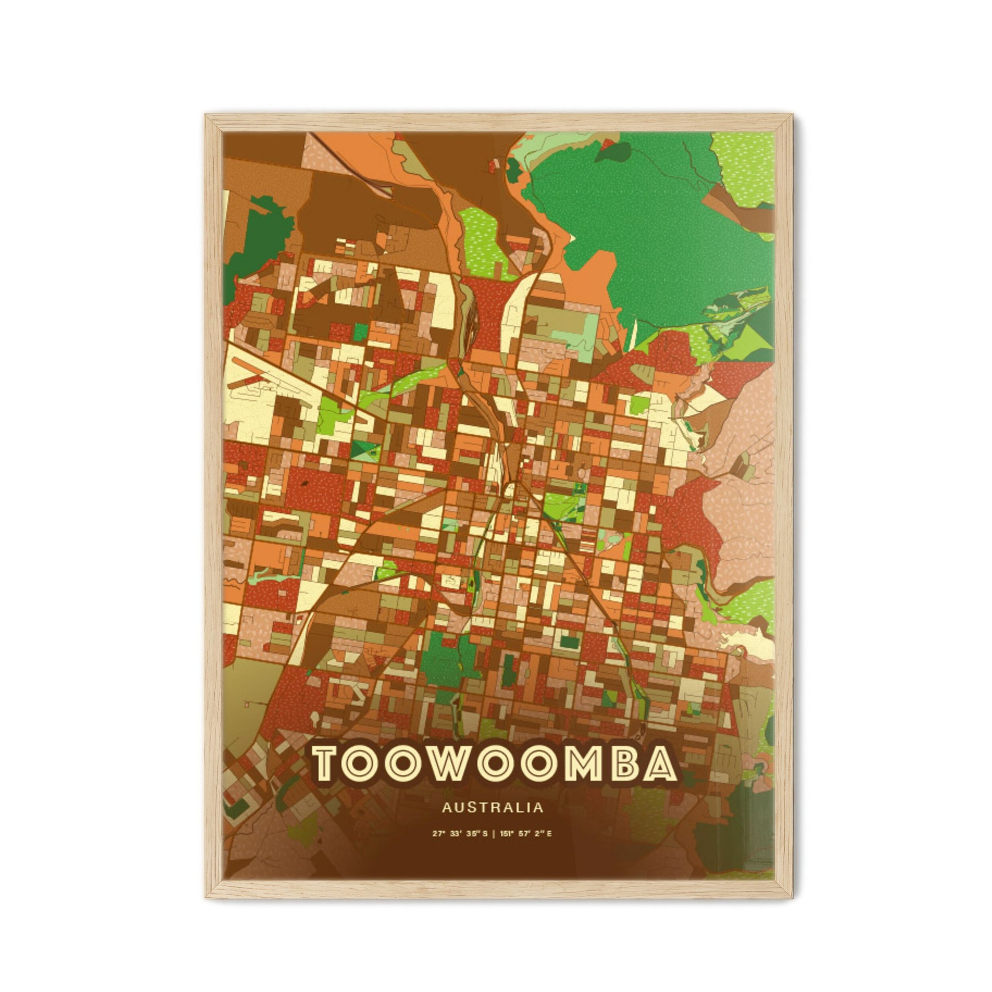 Colorful Toowoomba Australia Fine Art Map Farmhouse