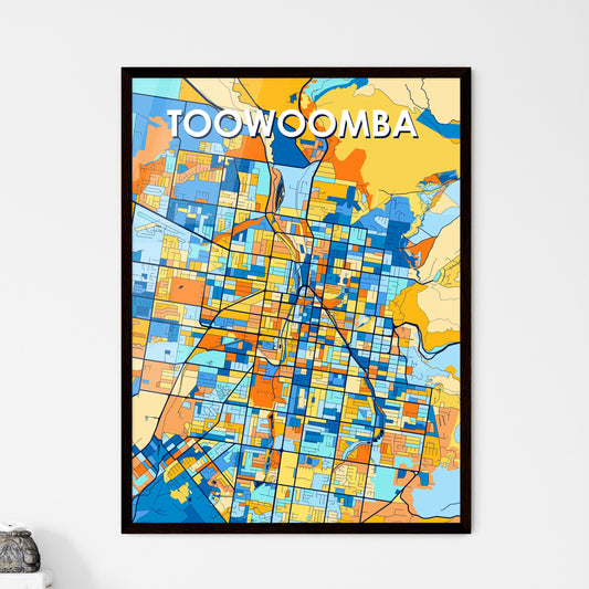 TOOWOOMBA AUSTRALIA Vibrant Colorful Art Map Poster Blue Orange