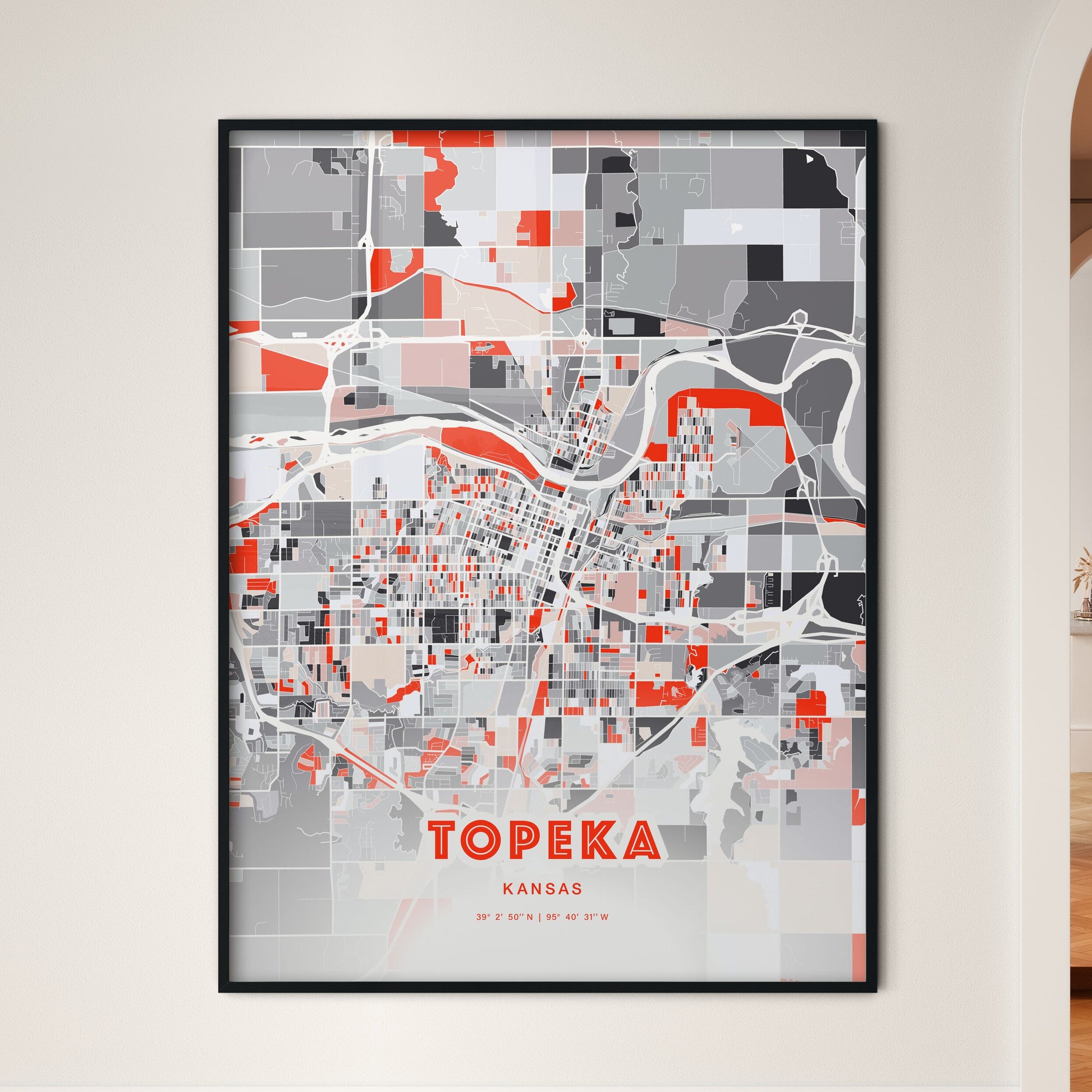 Colorful Topeka Kansas Fine Art Map Modern Expressive