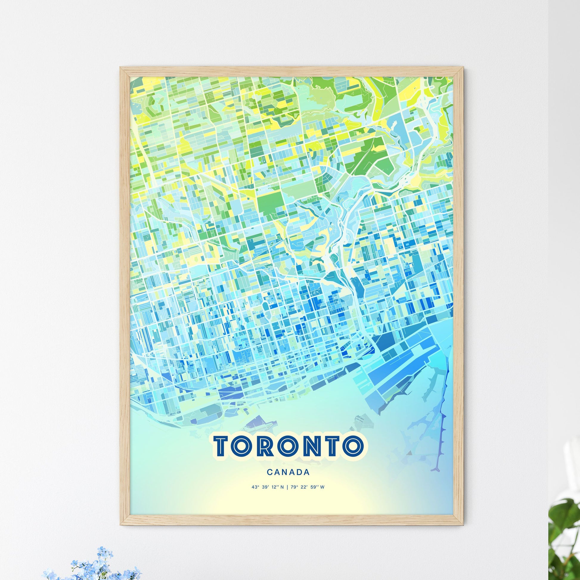 Colorful Toronto Canada Fine Art Map Cool Blue