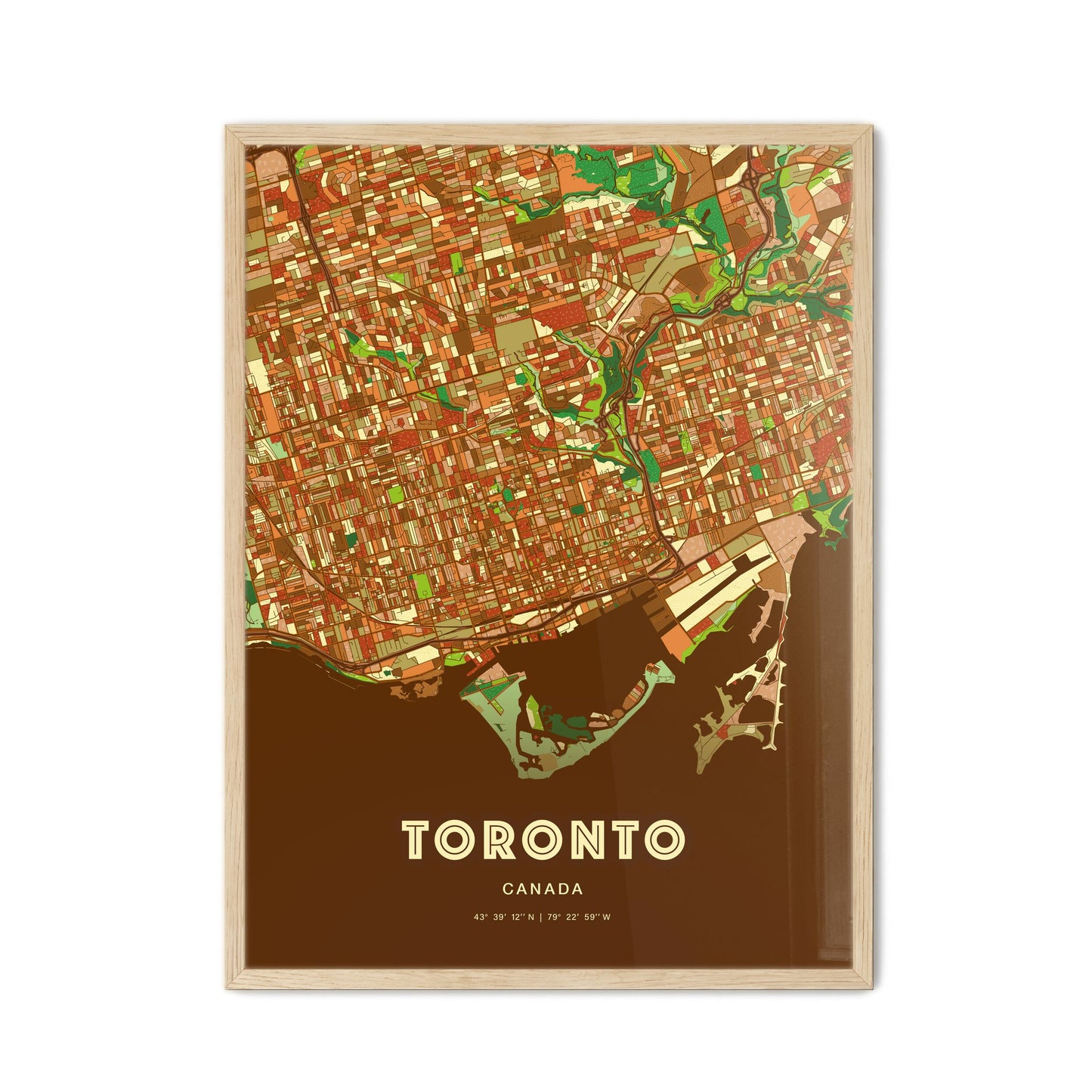 Colorful Toronto Canada Fine Art Map Farmhouse