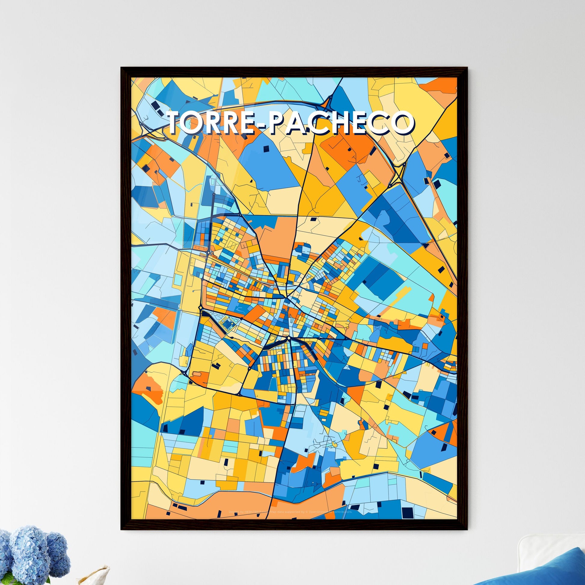 TORRE-PACHECO SPAIN Vibrant Colorful Art Map Poster Blue Orange