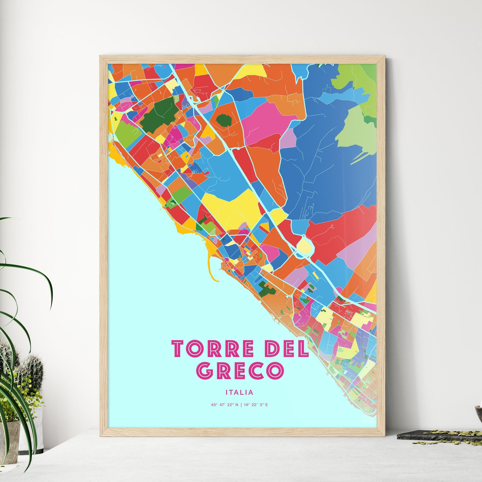 Colorful Torre Del Greco Italy Fine Art Map Crazy Colors