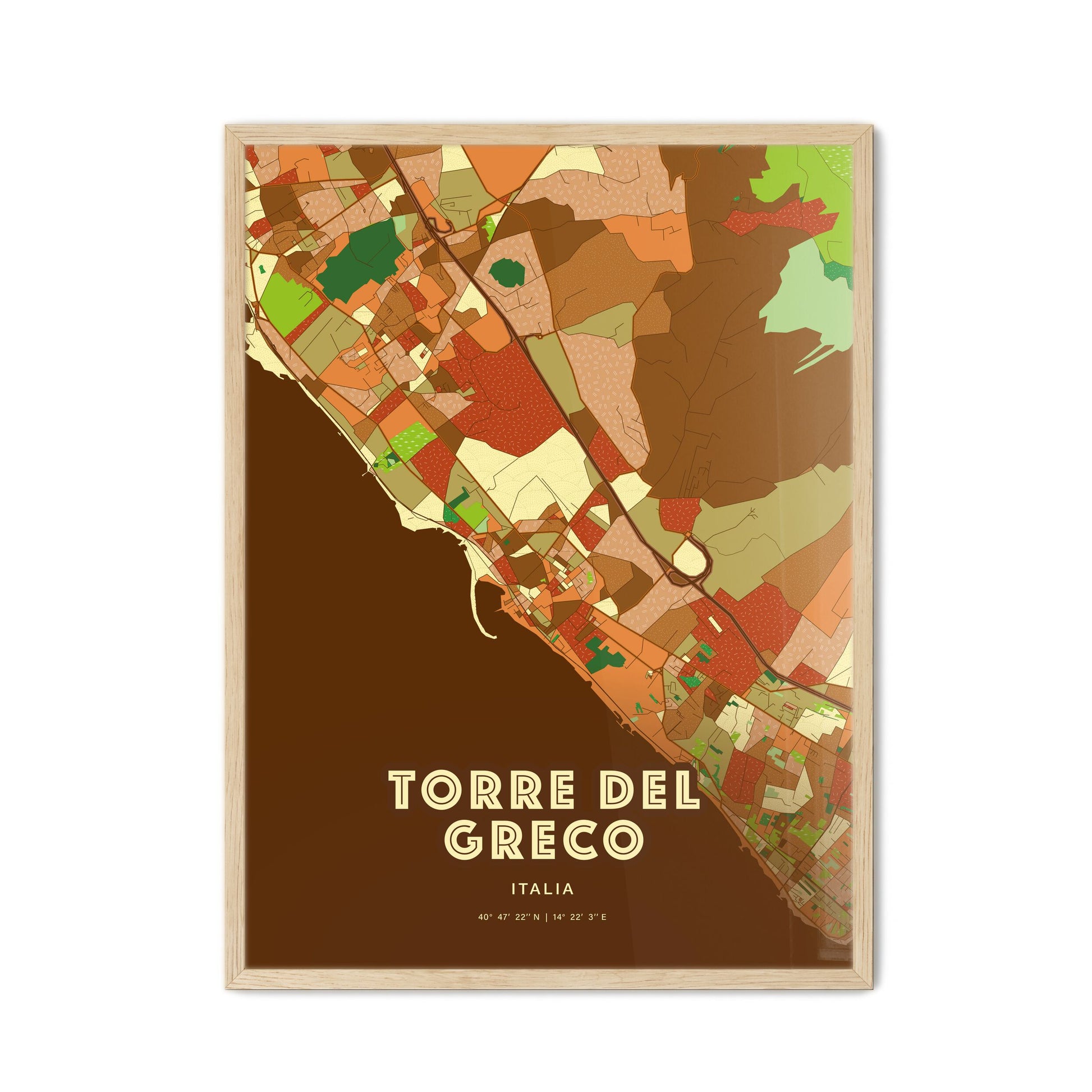 Colorful Torre Del Greco Italy Fine Art Map Farmhouse