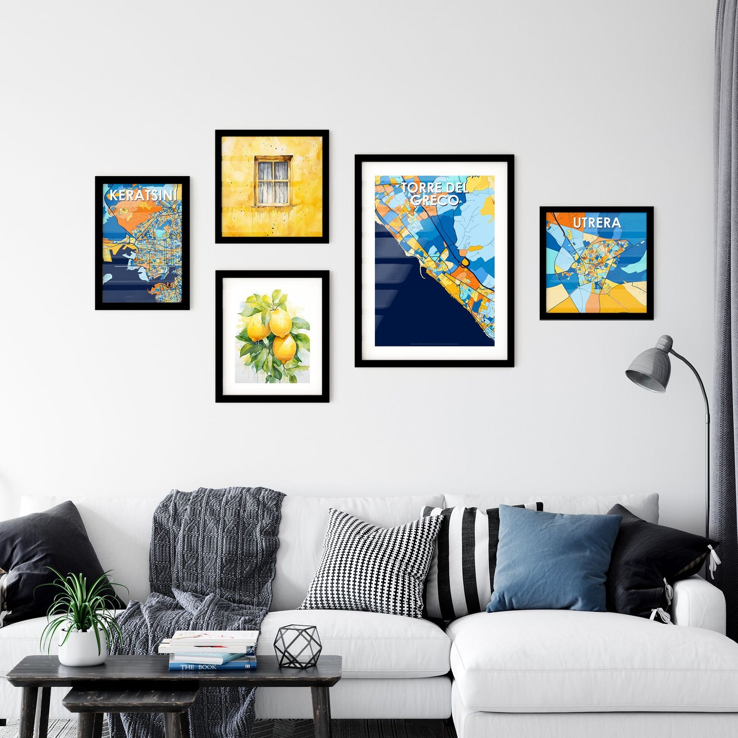 TORRE DEL GRECO ITALY Vibrant Colorful Art Map Poster Blue Orange