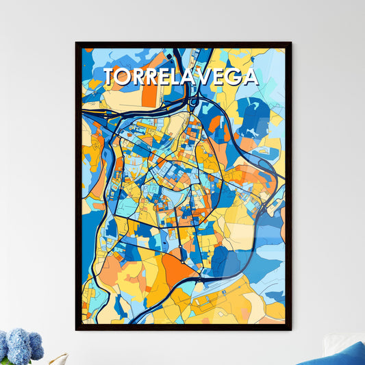 TORRELAVEGA SPAIN Vibrant Colorful Art Map Poster Blue Orange