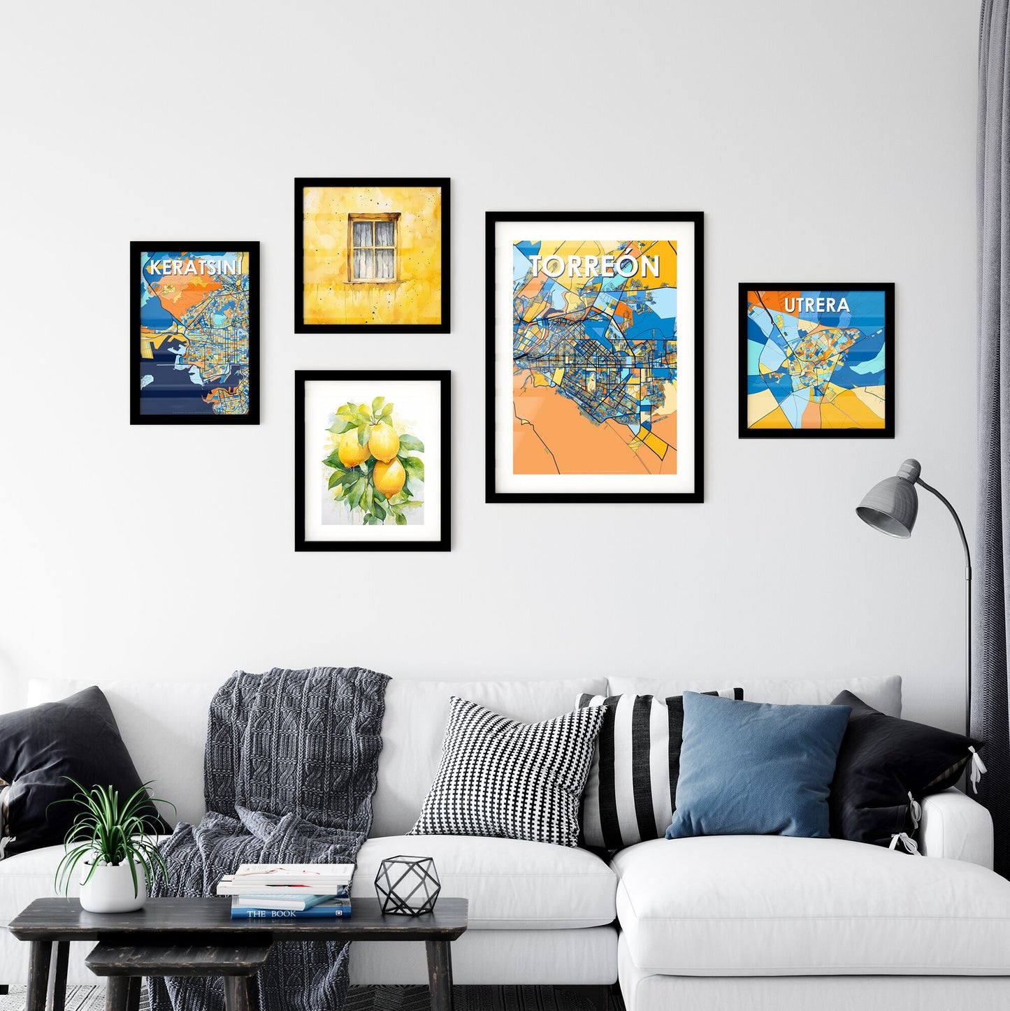 TORREÓN MEXICO Vibrant Colorful Art Map Poster Blue Orange