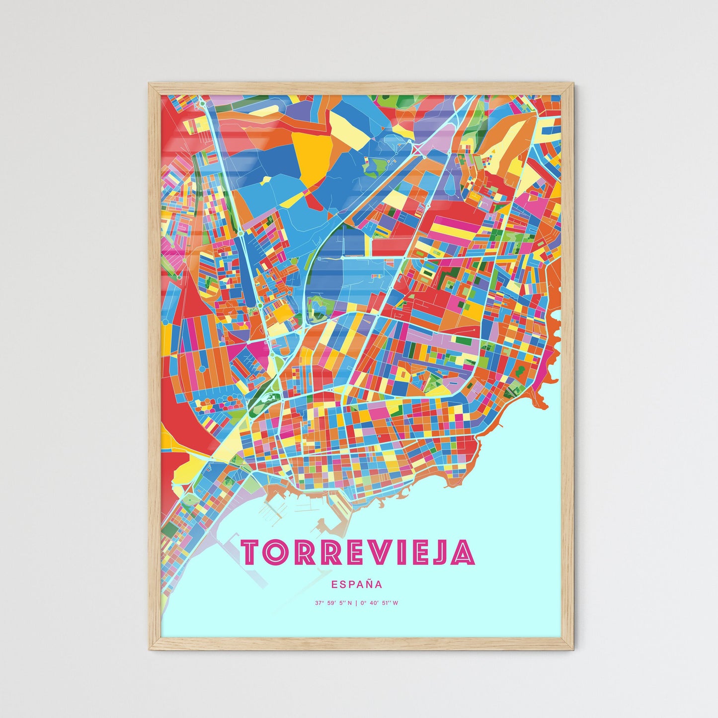 Colorful Torrevieja Spain Fine Art Map Crazy Colors
