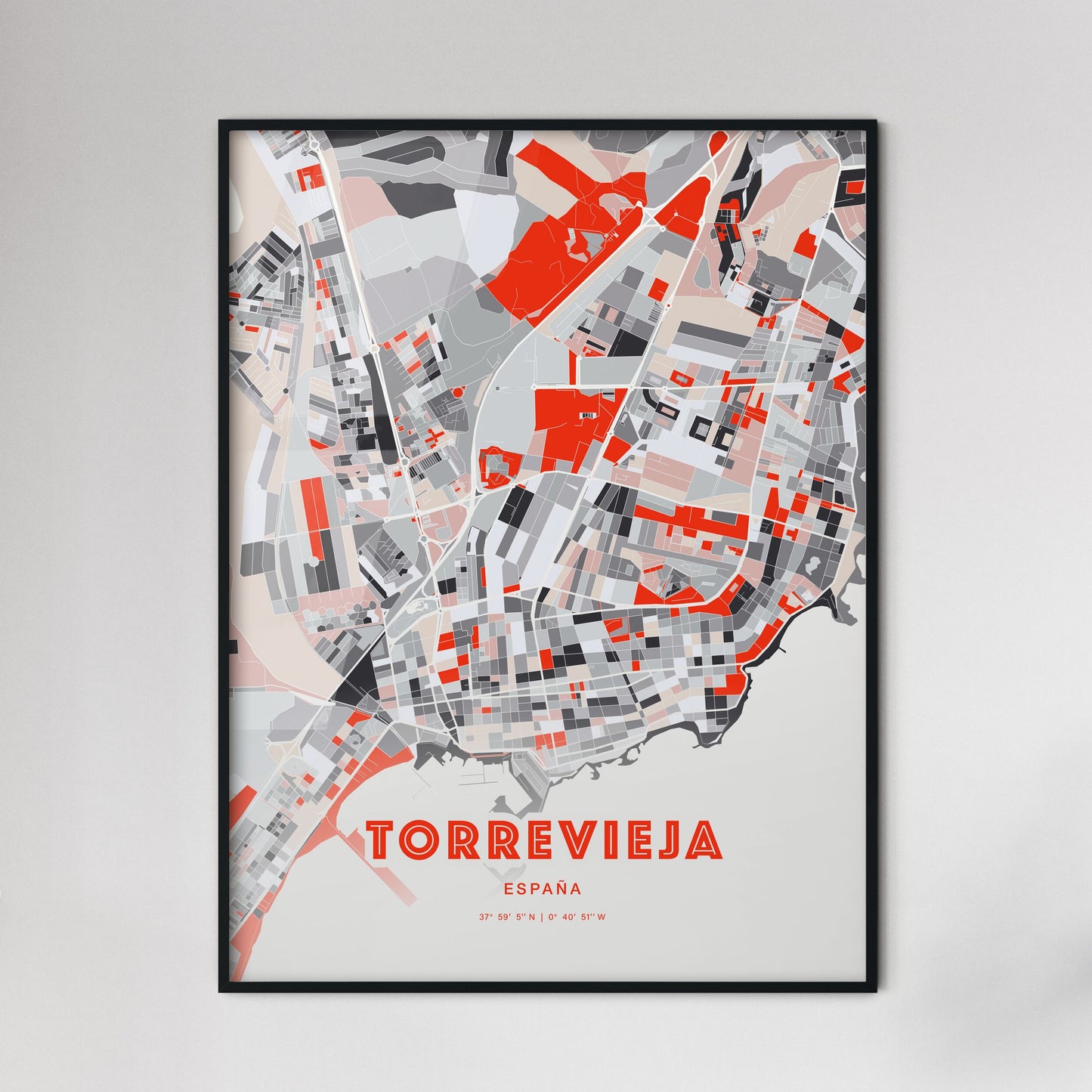 Colorful Torrevieja Spain Fine Art Map Modern Expressive