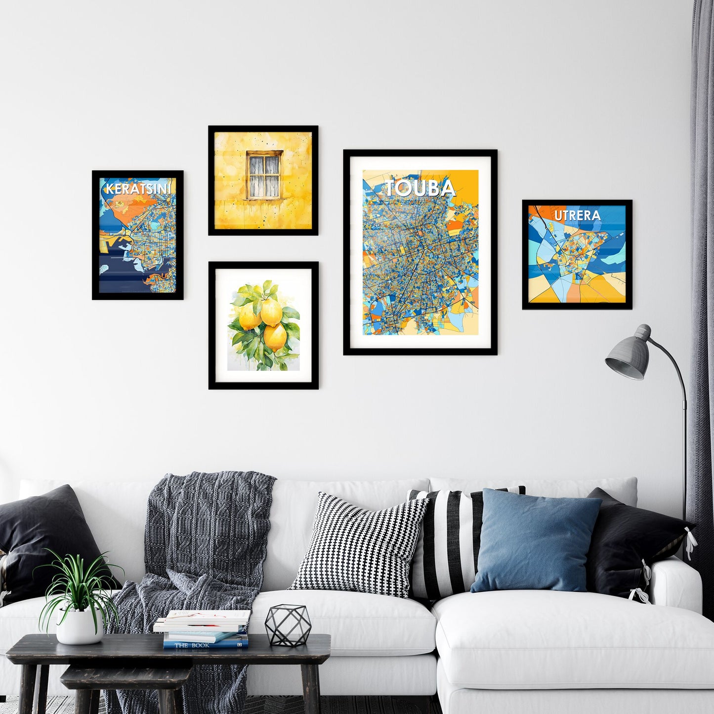 TOUBA SENEGAL Vibrant Colorful Art Map Poster Blue Orange