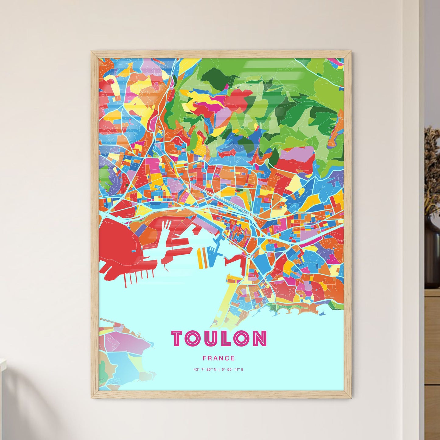 Colorful Toulon France Fine Art Map Crazy Colors