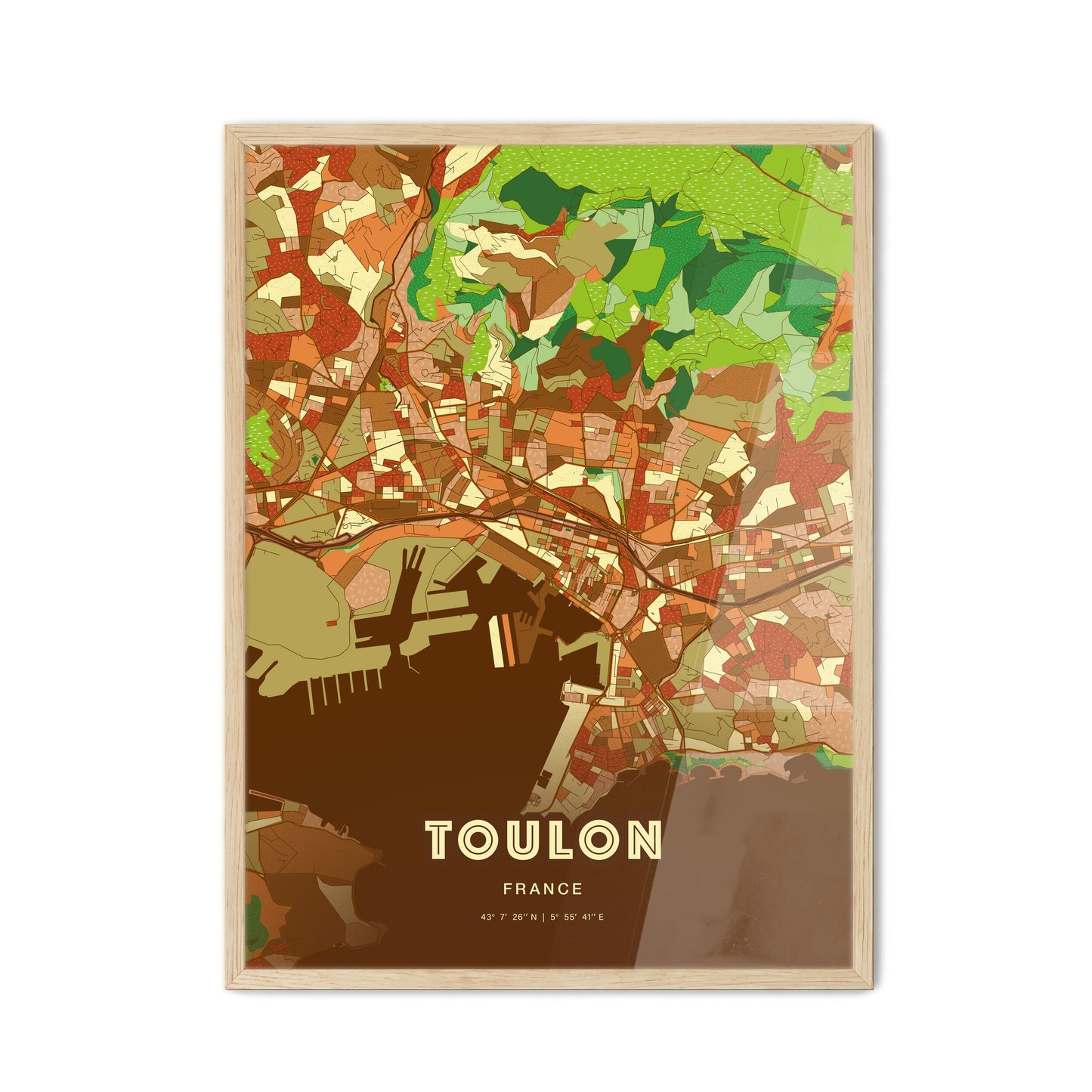Colorful Toulon France Fine Art Map Farmhouse