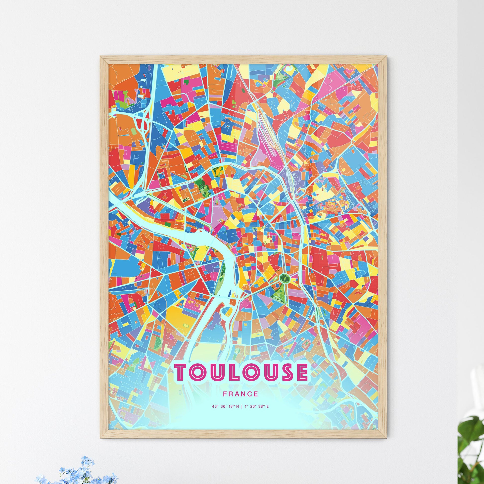 Colorful Toulouse France Fine Art Map Crazy Colors