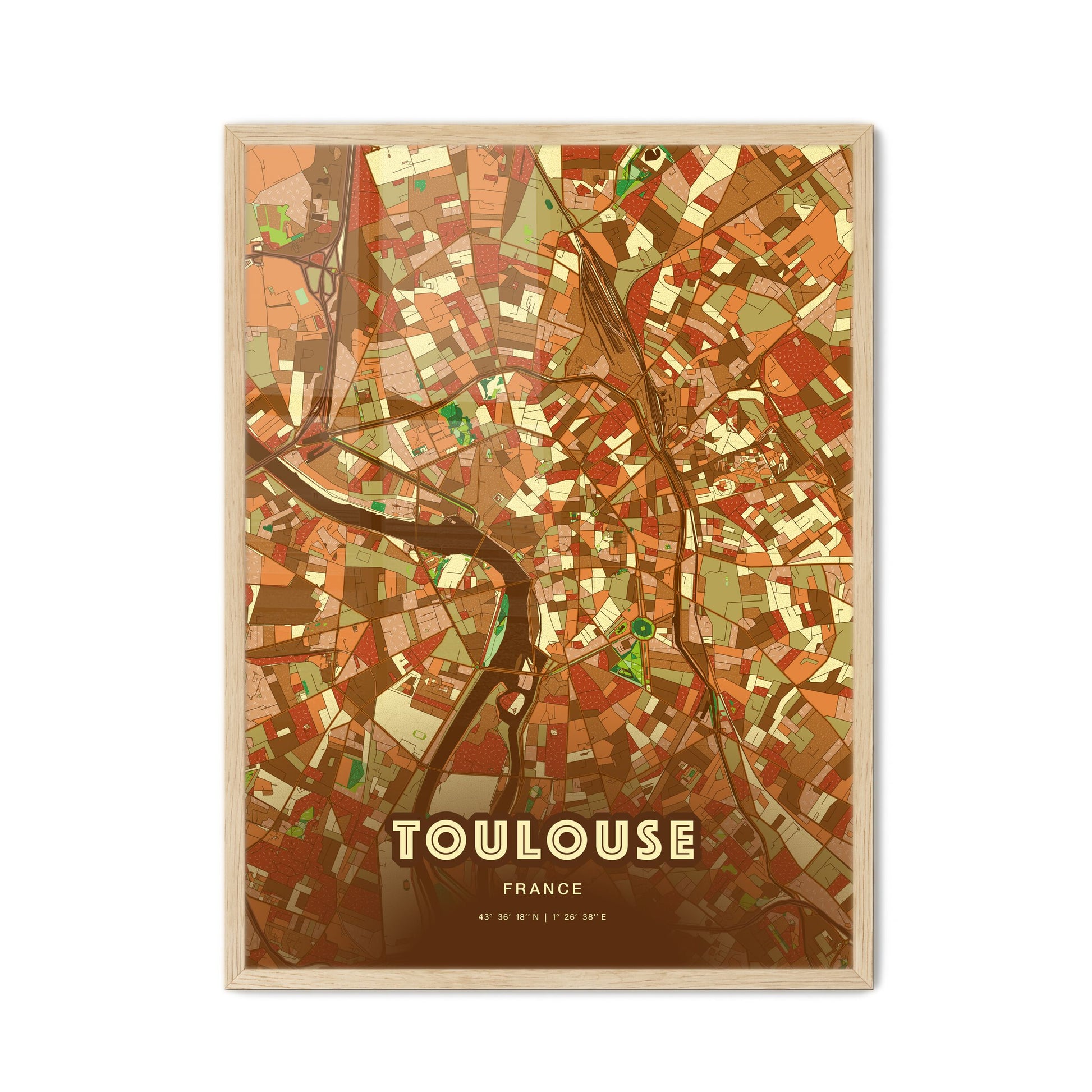 Colorful Toulouse France Fine Art Map Farmhouse
