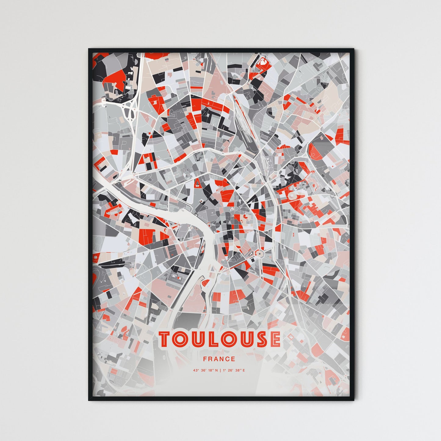 Colorful Toulouse France Fine Art Map Modern Expressive
