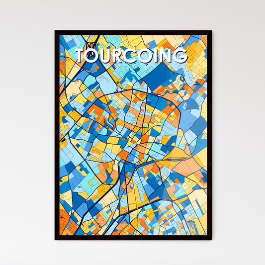 TOURCOING FRANCE Vibrant Colorful Art Map Poster Blue Orange