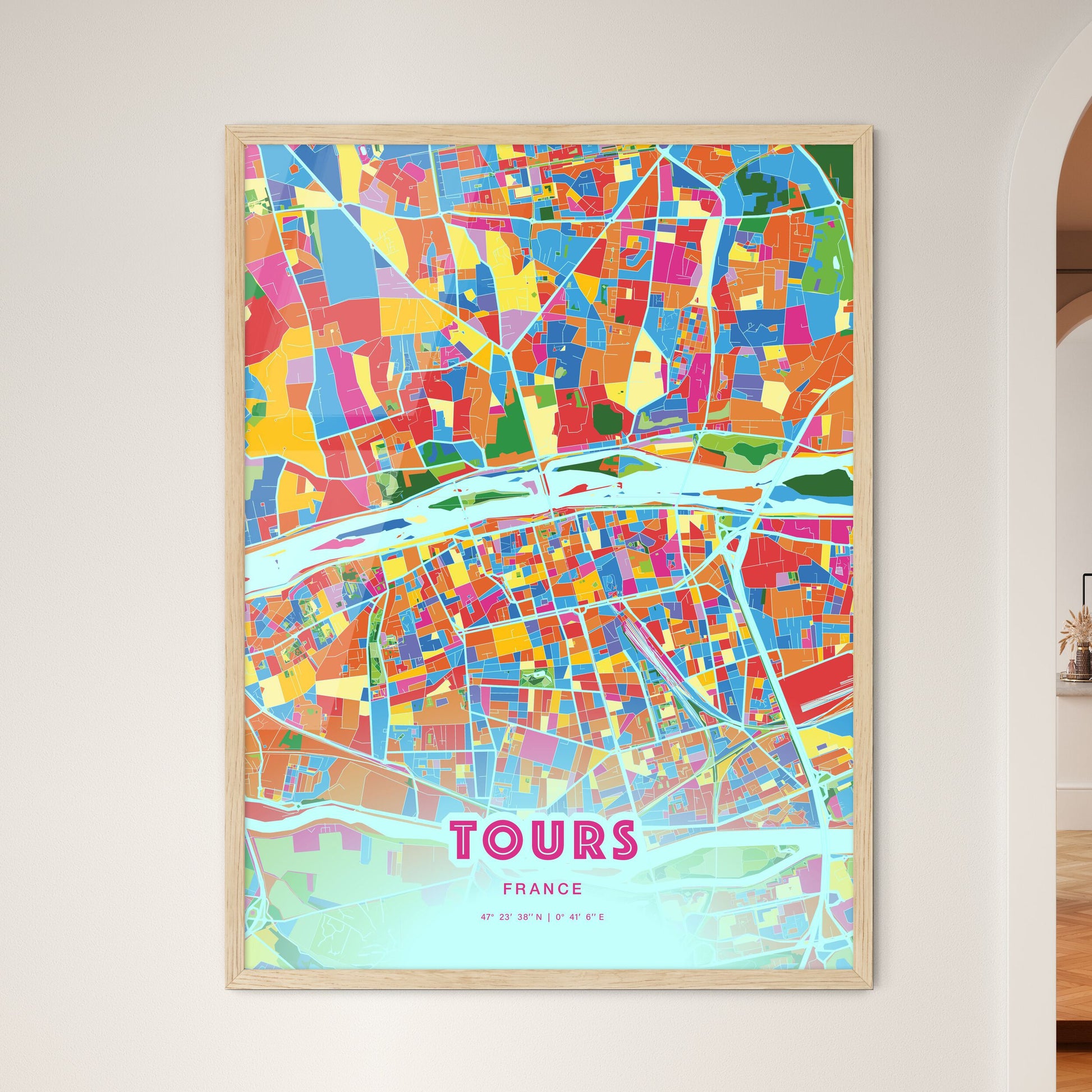 Colorful Tours France Fine Art Map Crazy Colors