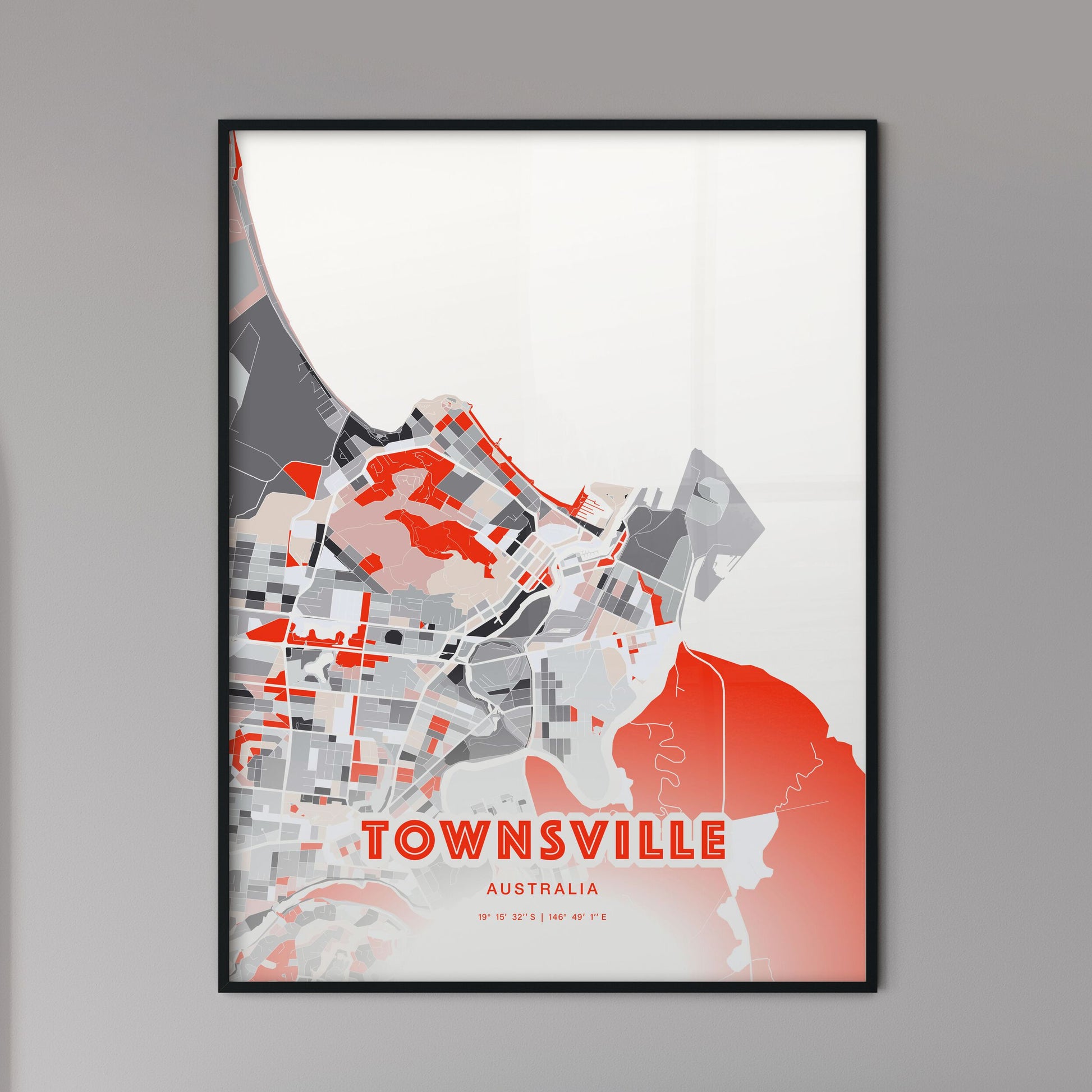 Colorful Townsville Australia Fine Art Map Modern Expressive