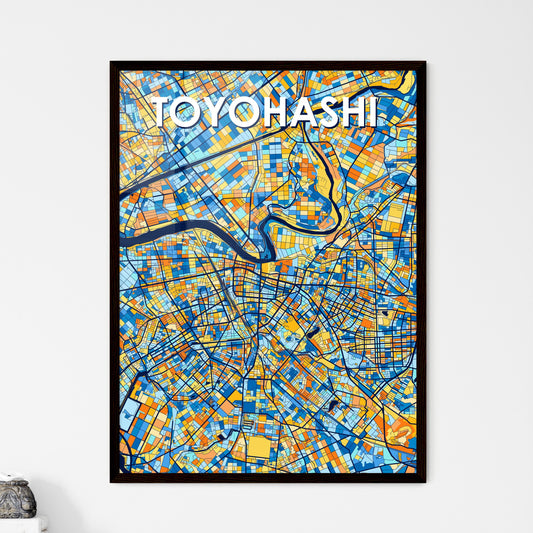 TOYOHASHI JAPAN Vibrant Colorful Art Map Poster Blue Orange