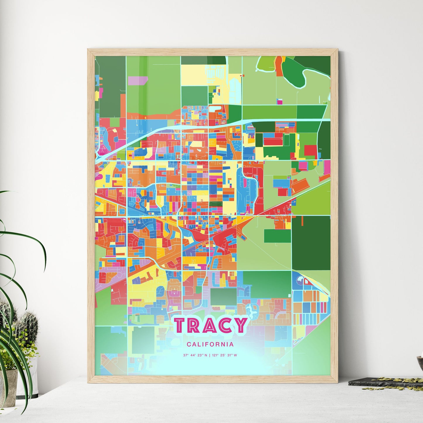 Colorful Tracy California Fine Art Map Crazy Colors