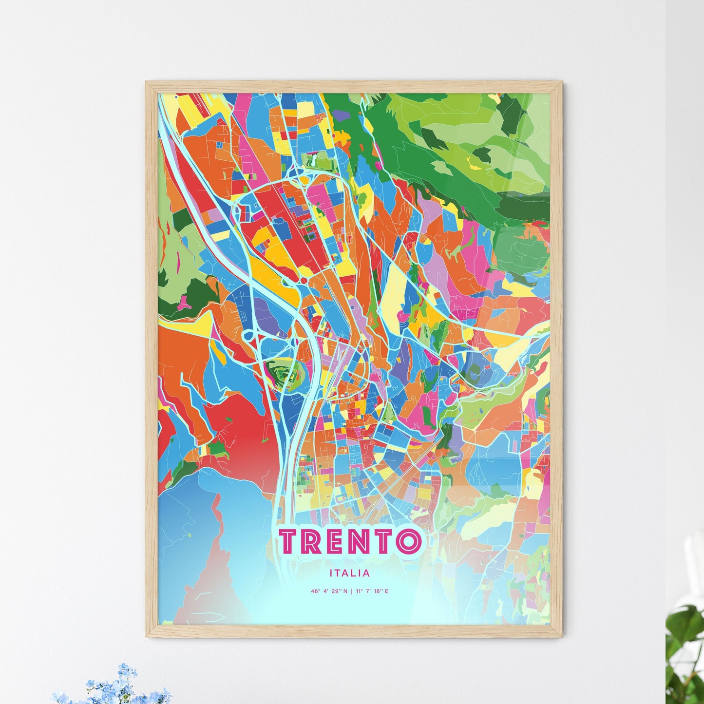 Colorful Trento Italy Fine Art Map Crazy Colors