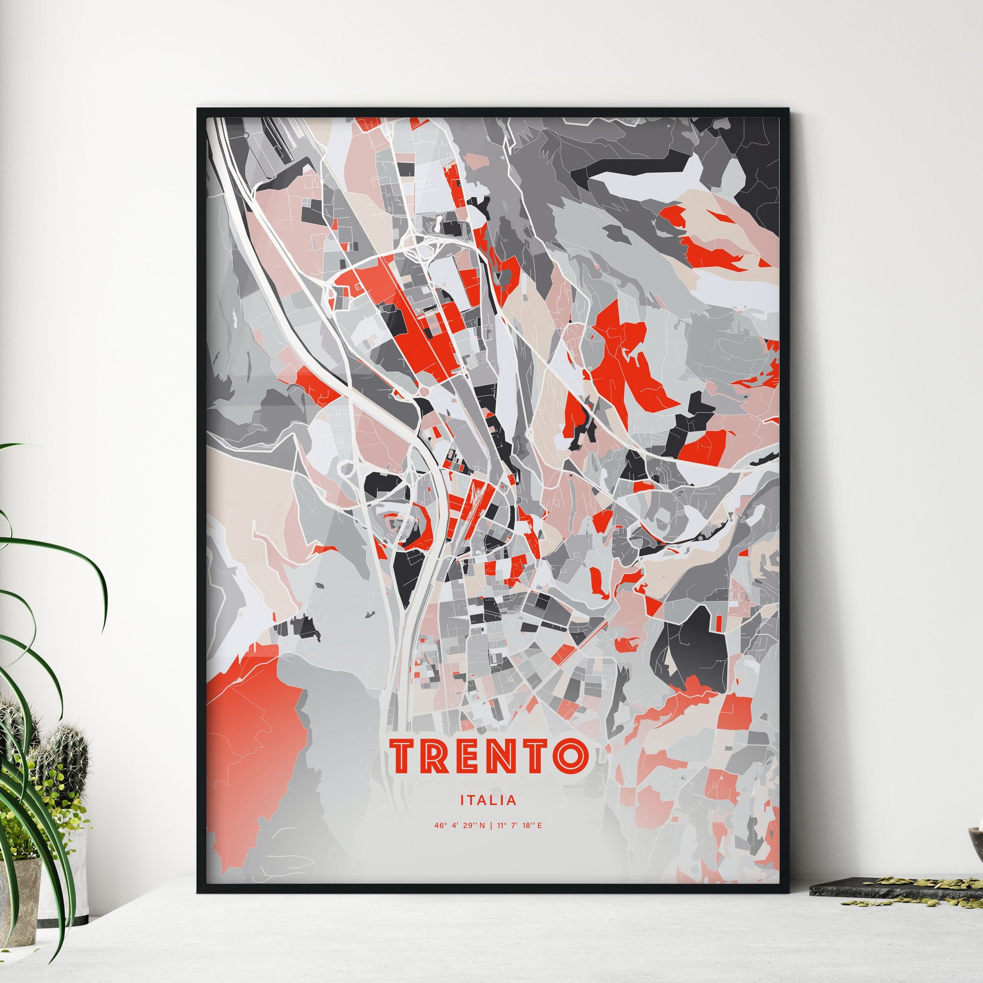 Colorful Trento Italy Fine Art Map Modern Expressive