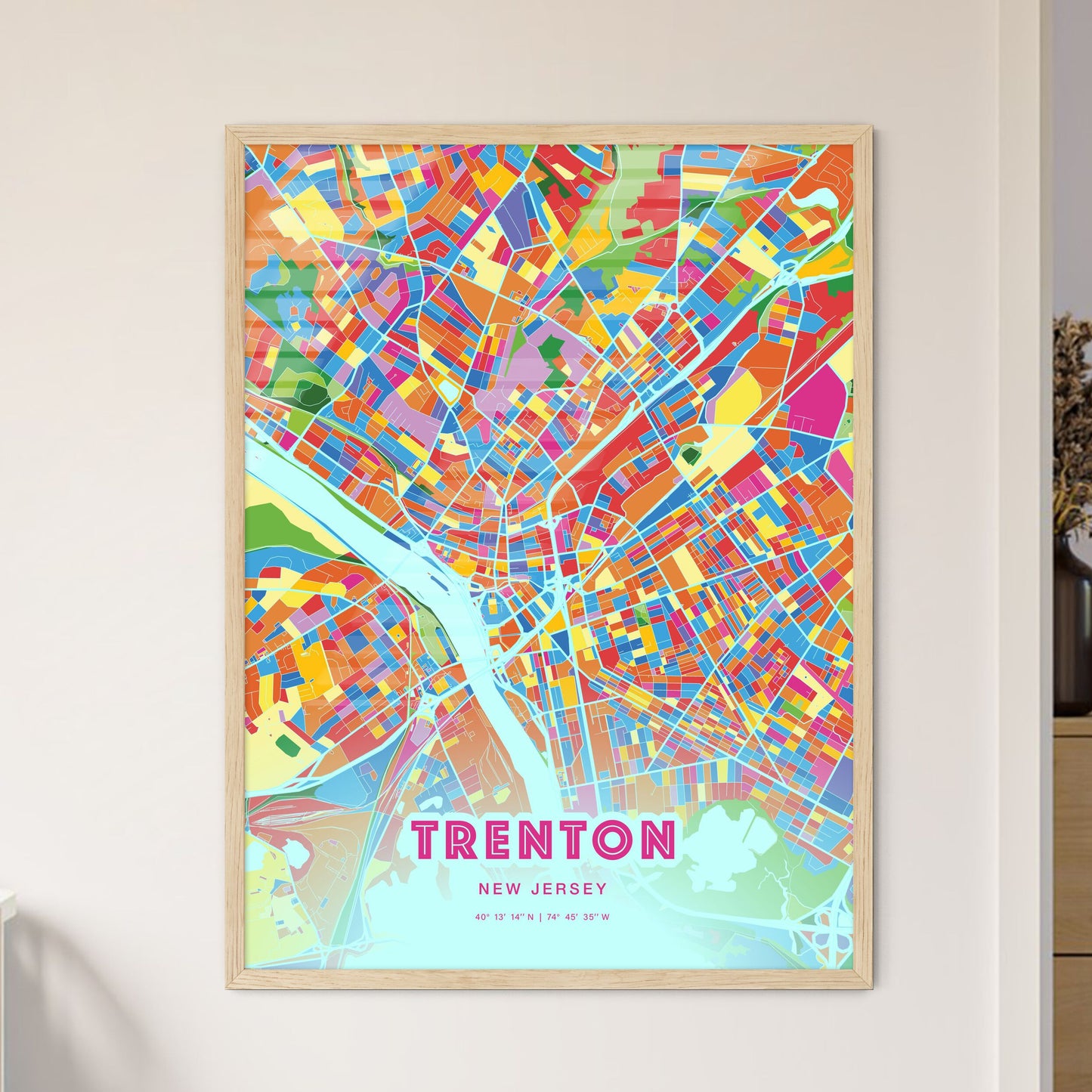 Colorful Trenton New Jersey Fine Art Map Crazy Colors