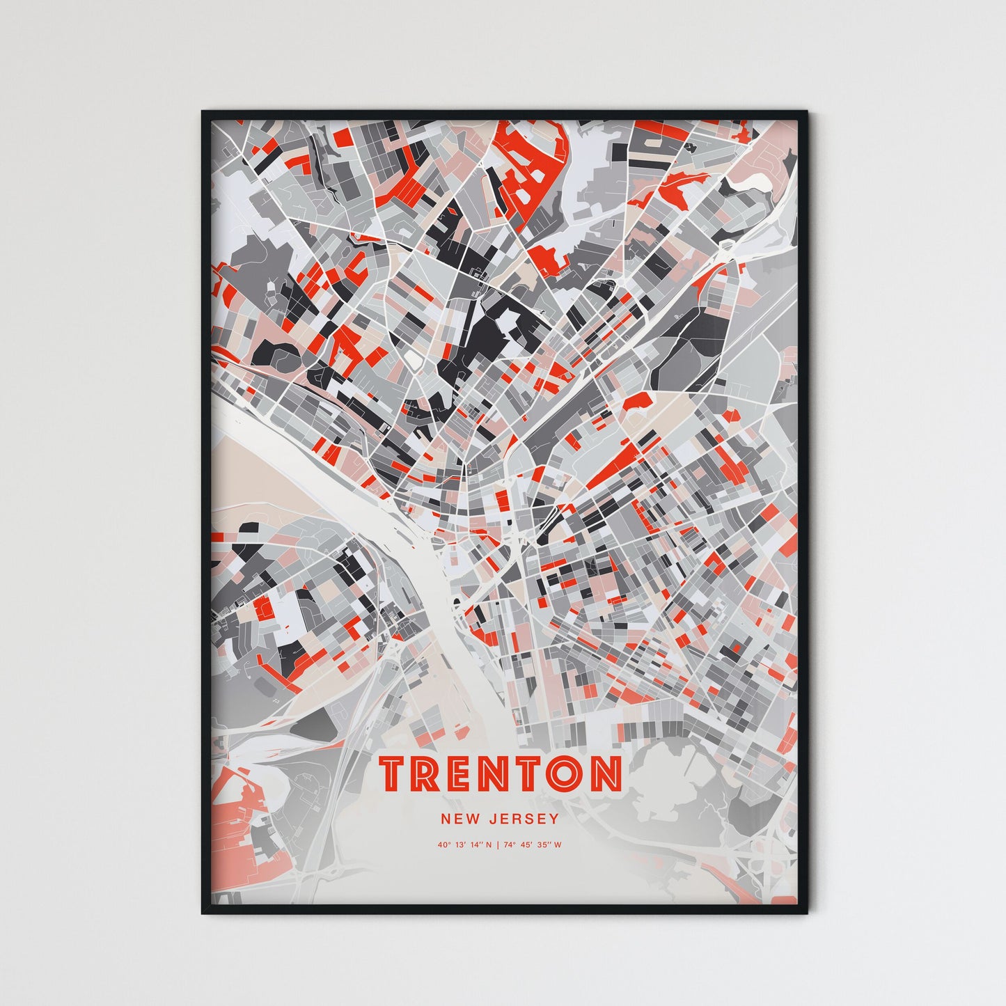 Colorful Trenton New Jersey Fine Art Map Modern Expressive