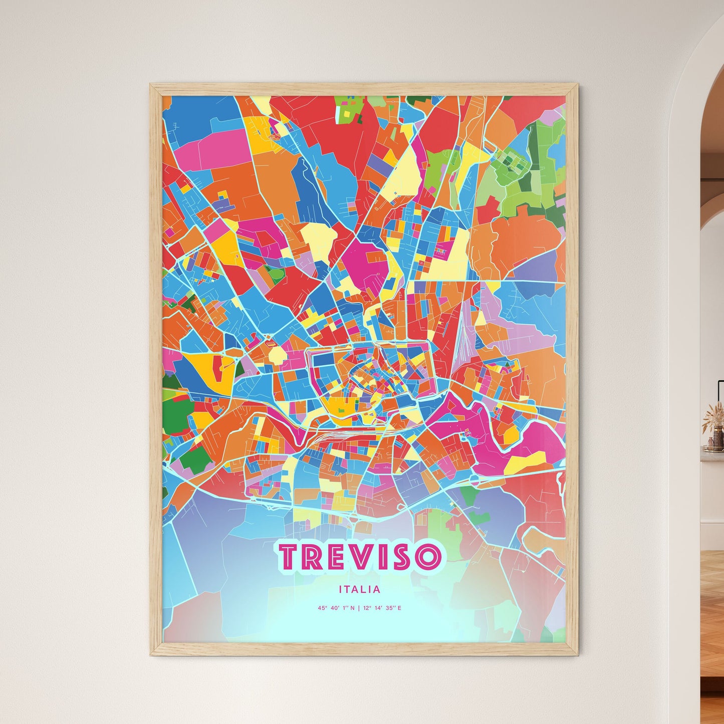 Colorful Treviso Italy Fine Art Map Crazy Colors