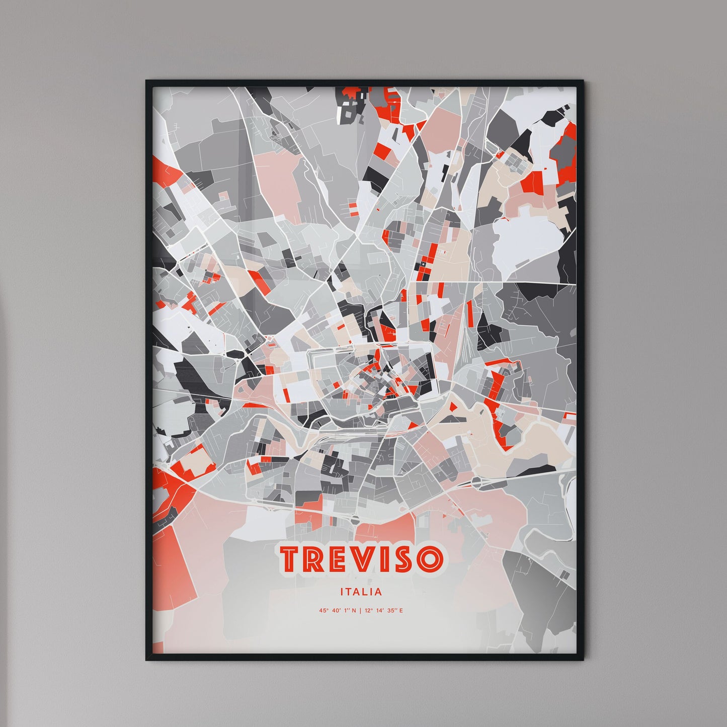 Colorful Treviso Italy Fine Art Map Modern Expressive